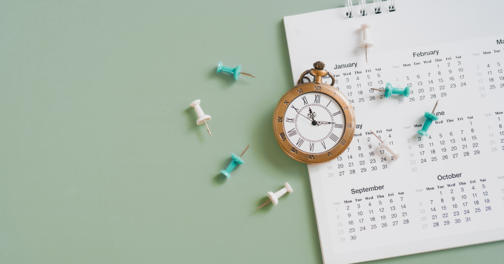 A Clock and Calendar representing doing something on your timeline
